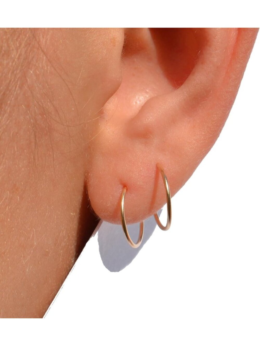Dainty 14k Gold Thin Hoop Earrings | Tiny Petite Huggies for Women, Handmade